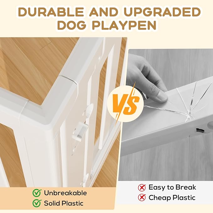 Dog Playpen, Clear Dog Pen, Dog Pen Indoor, Easy to Install and Remove Dog Play Pen, Puppy Playpen Suitable for Dogs, Cats,Dog Playpen Indoor (White, 30.3 inch Height, 12 Panels)