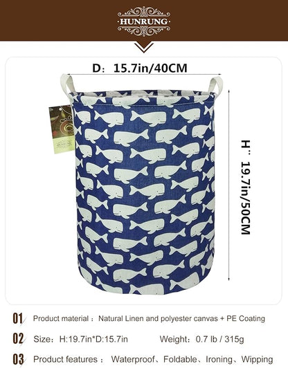 HUNRUNG Laundry Hamper, Large Canvas Fabric Lightweight Storage Basket Toy