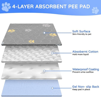 Aitmexcn Washable Puppy Dog Pee Pad, 2PCS 100% Waterproof Whelping Training Mat for Puppy/Senior Dog, Fast Drying Reusable Puppy Pads for Indoor, Outdoor and Car Travel- 48'' x 48'' - Llight Gray