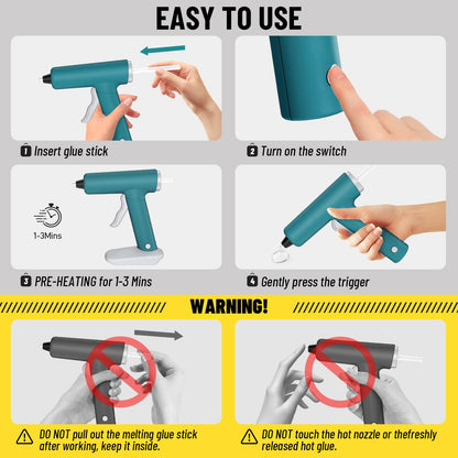 NailHsing Cordless Hot Glue Gun, Fast Heating Glue Gun Set, Stable Support Base Ideal for Crafts, DIY Arts, Home Repairs Blue