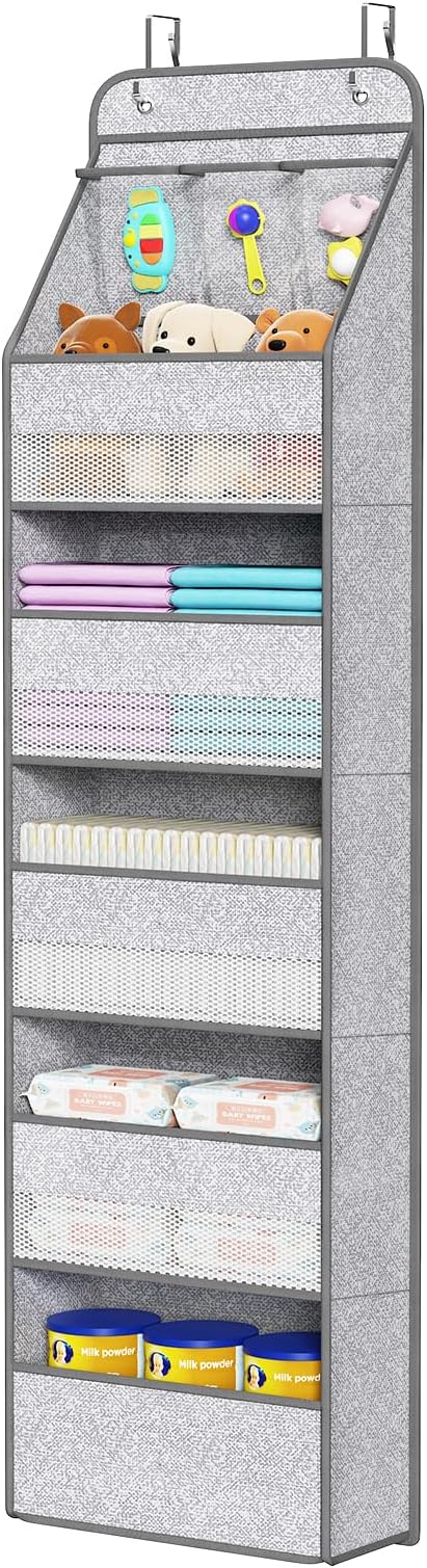 Univivi 6-Shelf Over Door Hanging Organizer Fabric Baby Door Storage
