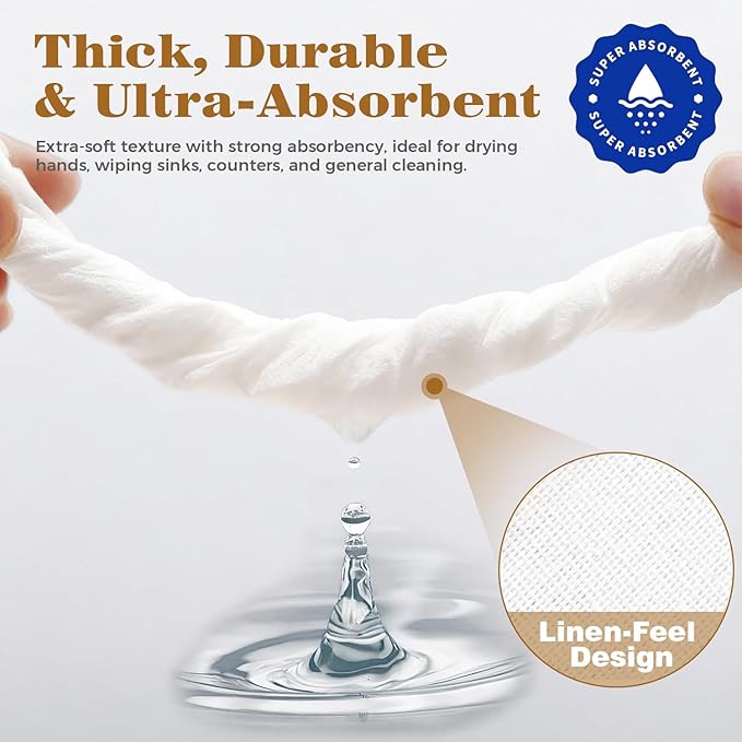 GINKGO 200 Pack Disposable Linen-Feel Guest Hand Towels, Thick & Absorbent