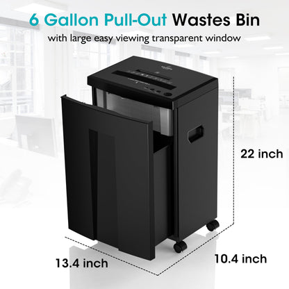 WOLVERINE 18-Sheet Shredders for Home Office Heavy Duty P-4 Security Level Crosscut Paper Shredder Paper/CD/Card Ultra Quiet Paper Shredder for Home with 6 Gallons Pullout Waste Bin SD9113(Black ETL)