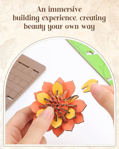 KAAYEE 3D Puzzles for Adults Cactus Potted, 92 Pcs Wooden Puzzle DIY Handcraft Kit, Succulent Flower Series Home Office Decor, Gift for Friends Family Elders Birthday Housewarming