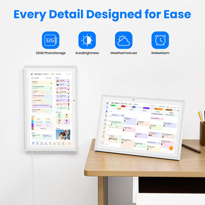 15.6" Smart Digital Calendar, Touchscreen Family Planner, No Subscription Required, 32GB, Multi-User Sync, Wall/Desk Mountable with Magnetic Accessories, Gifts for Mom Dad