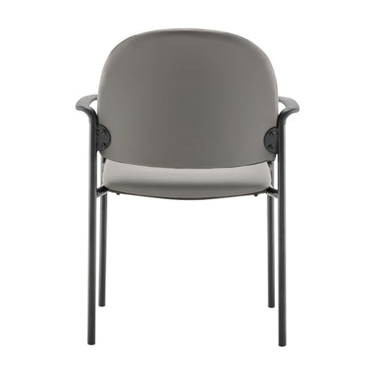 Flash Furniture Tiffany Side Reception Chair with Armrests, Stackable Vinyl Waiting Room Chair for Commercial or Residential Use, Gray