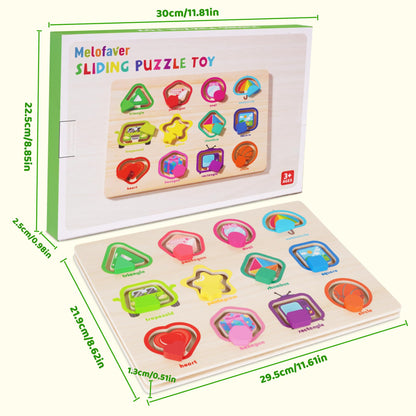Melofaver Montessori Wooden Shape Puzzle Board, Peg Puzzles Shape Matching Game, Preschool Educational Learning Toys for Toddlers 3 4 5 Years Old, Christmas Birthday Gifts for Boys Girls