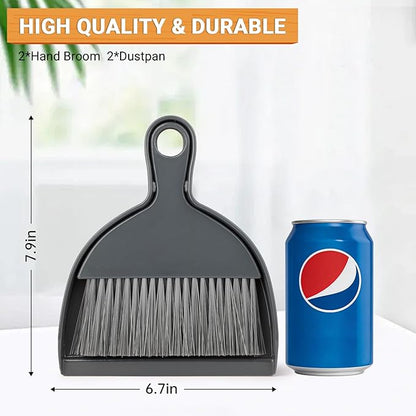 THINKLEARN 2PCS Small Dust Pan and Brush Set, Mini Broom and Dustpan Set