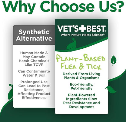 Vet's Best Natural Waterless Flea & Tick Bath for Cats – Natural Dry Shampoo for Cat Flea and Tick Prevention – No-Rinse Formula with Certified Essential Oils – Plant-Based Cat Wash – 8 oz Bottle