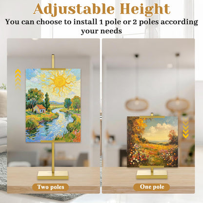 DAJAVE 2 Pack Adjustable Tabletop Easel Stand, Gold Picture Easels for Display, Picture Frame Stand for Art, Picture Frames, Photo Signs(29 Inch)