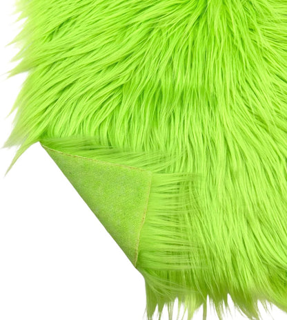 Ice Fabrics Faux Fur Fabric Squares - 10x10 Inches Pre-Cut Craft Fur - Shaggy Mohair Fabric for Costumes, Apparel, Rugs, Pillows, Decorations and More - Lime Green - 10"x10"