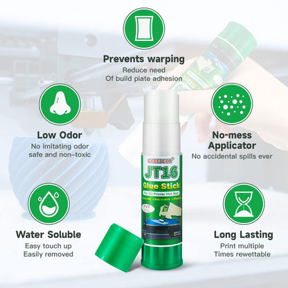 Geeetech 3 Pieces 3D Printer Glue Sticks 36 Gram Each PVP Solid Glue Stick for 3D Printer Hot Bed, Water-Soluble Glue Stick, Quick Dry, Easy to Stick and Washable