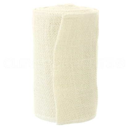 CleverDelights 6" Ivory Burlap Ribbon - Wired Edges - 10 Yards - Jute Burlap Fabric Ribbon