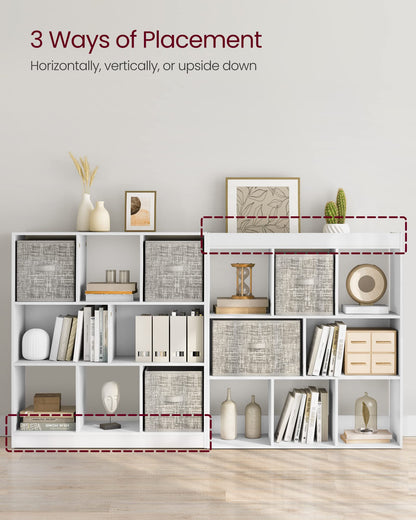 VASAGLE Custos Collection - Bookcase, Bookshelf, Freestanding Storage Unit, Used Horizontally, Vertically, Upside Down, 11 x 35.4 x 39.4 Inches, for Living Room, Study, Office, Cloud White ULBC55WT