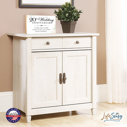 LifeSong Milestones Anniversary Shelf Sitter 5.5x8 - Table Top Décor for Wedding for Couples, Parents, and Her - Wooden Décor (20th White Every Love Story)