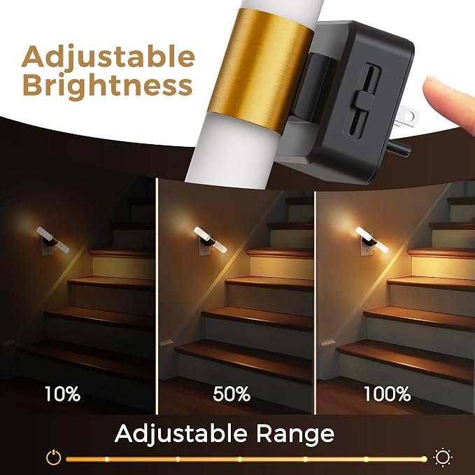 L LOHAS LED Night Light, 2 Pack Night Lights Plug into Wall, 3000K Soft White, 0-100LM Adjustable Brightness, 180° Rotating Plug in Night Light with Auto Light Sensor (Matte White)
