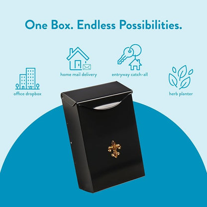 Architectural Mailboxes City Classic Steel Wall Mount Mailbox, Black, Small | Galvanized steel build for outside with weather-resistant outdoor construction and a rust-resistant powder-coat finish.