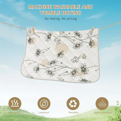 IEUUMLER Washable Pee Pads for Dogs, 2 Pack Non-Slip & Waterproof Pack Whelping Pad, Reusable Washable Puppy Potty Training Pad with Fast Absorbent for Playpen EU007 (Beige Daisy, 41"X41"-2pcs)