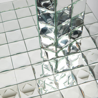 Lovdeco Peel and Stick 2" Mirror Glass Mosaic Tile 9 Faces Beveled Silver Crystal Mosaic Tile for Kitchen Backsplash, 12x10 Inch, 5 Sheets