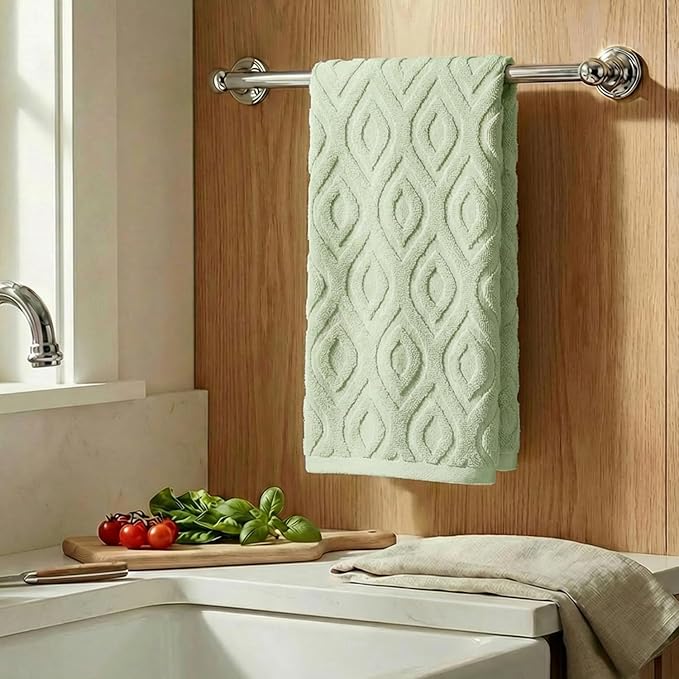 Artoid Mode 1 Pc Light Green 3D Diamond Grid Jacquard Hand Towels