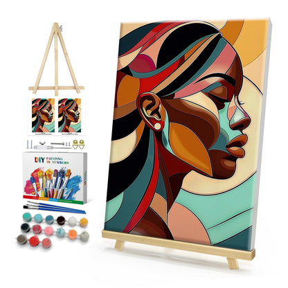 HeeBenor Framed Paint by Numbers Kit for Adults, Black Woman Paint by Numbers Kit for Adults with Easel, DIY Acrylic Paint by Number with Frame, Adult Paint by Number Kits Framed Canvas 8x12 Inch