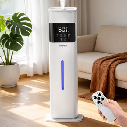 Akacozie Humidifier Large Room, 2.1Gal/8L Cool Mist Humidifiers for Bedroom 500 sq ft, Humidifiers for Home with Essential Oil Diffuser, Top Fill Quiet Humidifier for Baby Nursery Office Plants, White