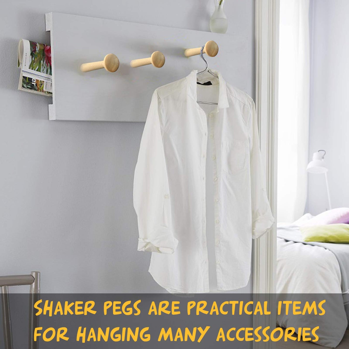 Sfcddtlg 24PCS Wooden Shaker Peg Wood Screw-3.7 Inch on Shaker Pegs Unfinished Wood Shaker Racks for Hanging Clothes Hats Towel Paint DIY(24PCS)