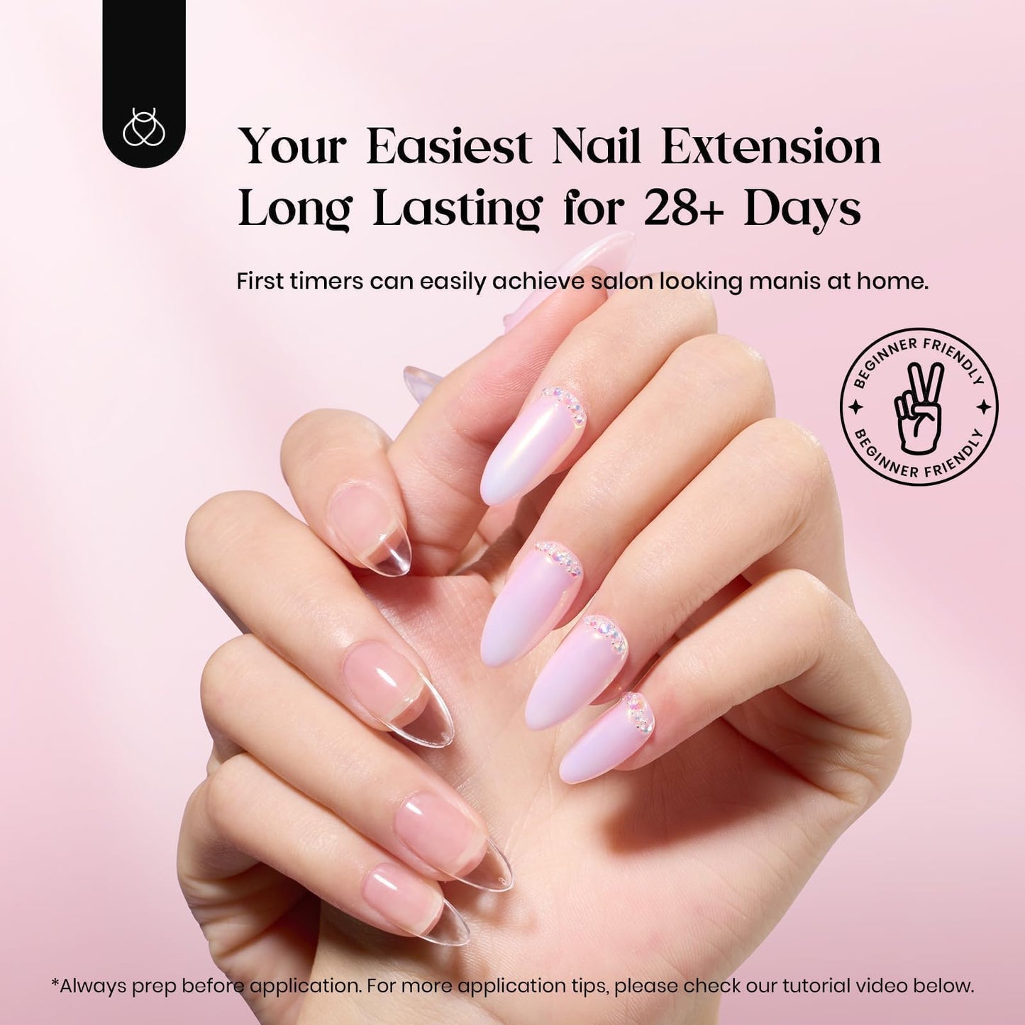 Beetles Gel Nail Extension Kit Almond Shape, Easy 9 in 1 Glue Uv Led Set Etch X Nail Tips Short Almond Half Matte Tips, Gift for Women & Girls, 504 pcs