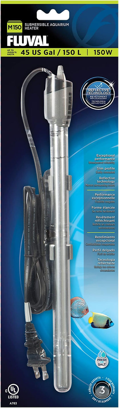 Fluval M 150-Watt Submersible Aquarium Heater – Reliable, Compact Heating with Mirror Technology for Fresh & Saltwater Tanks Up to 45 Gallons