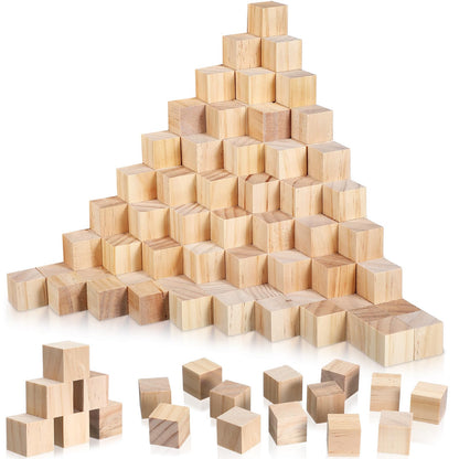 Barydat 100 Pcs 1 in Wooden Cubes, Unfinished Wooden Blocks for Crafting Natural Craft Wood Square Blank Cube for DIY Project Baby Showers