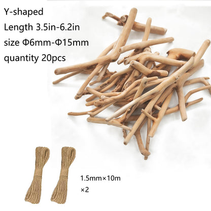 JZCHBL 20pcs Y-Shaped Irregular Driftwood for Crafts, 3.5-6.2 in Inch Long 6mm-15 mm in Diameter Driftwood Sticks for DIY Crafts Photo Props School Projects, Beach Wood Crafts Decor