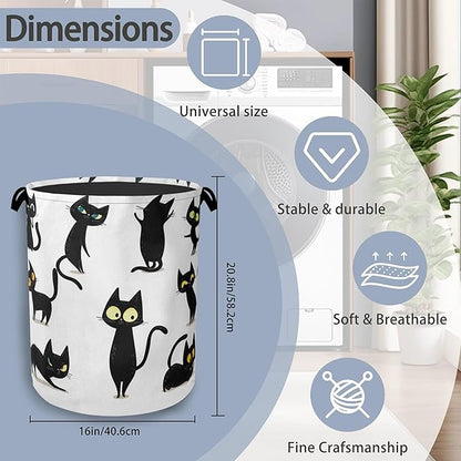 Funny Black Cat Laundry Hamper, Dirty Clothes Laundry Basket