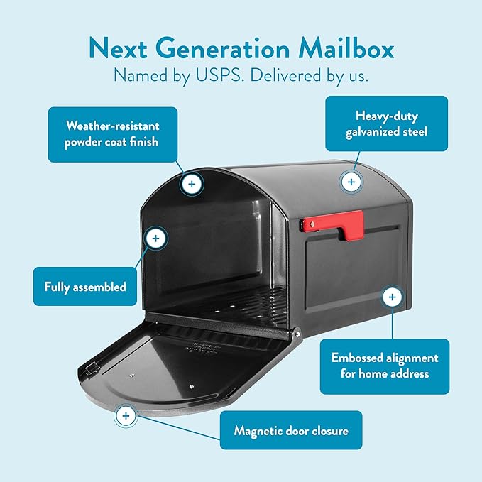 Architectural Mailboxes 950020P-10 Centennial Post Mount Mailbox, Extra Large, Pewter | Galvanized steel build for outside with rust-resistant powder-coat finish and a magnetic door closure. USPS approved.
