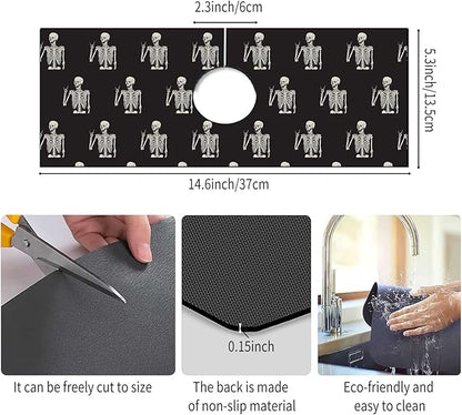Absorbent Splash Guard Mat for Kitchen Sink, 15×5.5 Inch Cute Fast Drying Drip