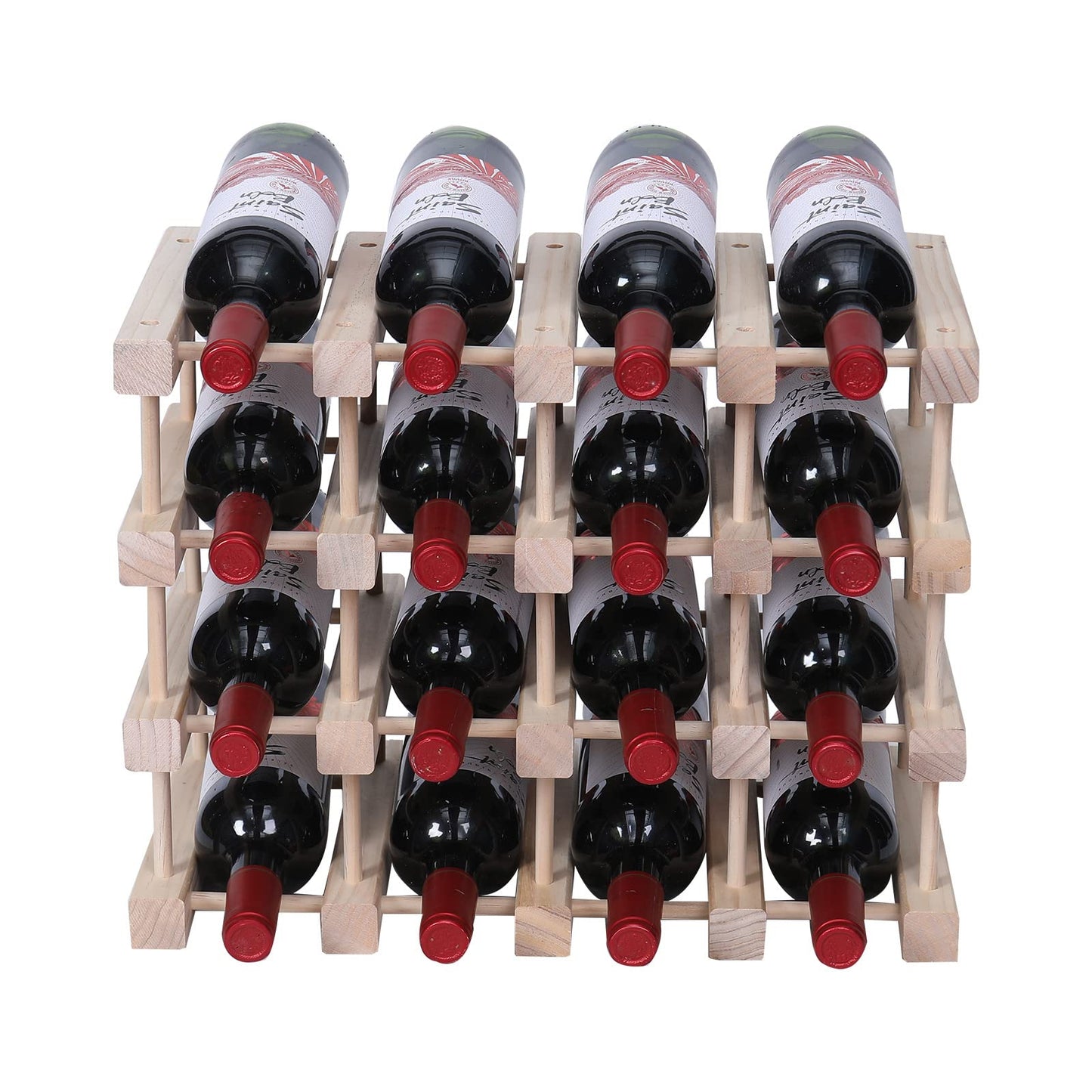 FDHUIJIA Wine Rack Small countertop Cabinet Stackable Storage Wooden freestanding Floor Wine Holder (15 Bottles)