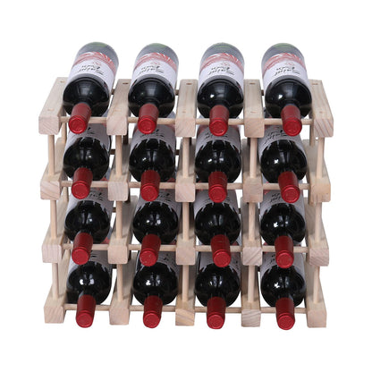 FDHUIJIA Wine Rack Small countertop Cabinet Stackable Storage Wooden freestanding Floor Wine Holder (15 Bottles)
