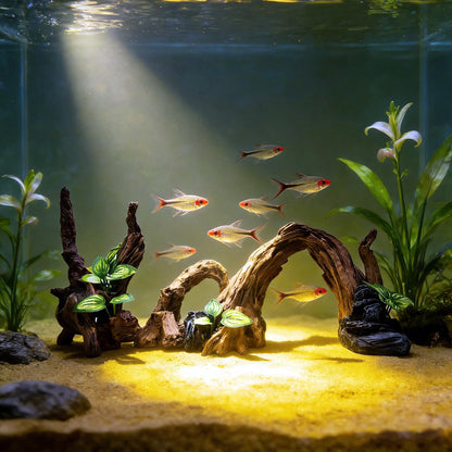 PEUILST Large Fish Tank, Sunken Wood Decoration, Aquarium Accessories, Artificial Driftwood Landscape Center Ornaments, Suitable for Decorating Fighting Fish, Shrimp, Goldfish, and Reptiles