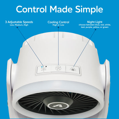 Arctic Air Ice Jet X3 Portable Air Cooler,Dual Mist Modes, Up to 8-Hour Cooling Time, 3-Speed Portable Cooler with Adjustable Airflow, USB C, LED Mood Light, Lightweight, Great for Home & Travel
