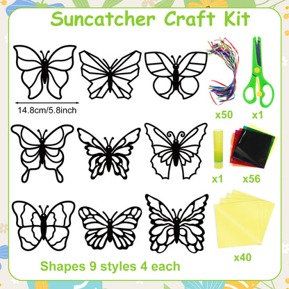 EggSun 36 Sets Butterfly Suncatchers Crafts Kit Ornaments Stained Glass Window Arts and Crafts Supplies for Classroom Holiday Birthday Projects Home Party Favors Decorations Ages 4 8 12