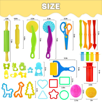 LCY WEDSHI Dough Tool Set, 49 Pcs Dough Tools Sets for Kids Ages 4-8, Dough Accessories Includes Animal Molds, Cutters Roller, Rolling Pins, Safety Scissors, Plastic Knife