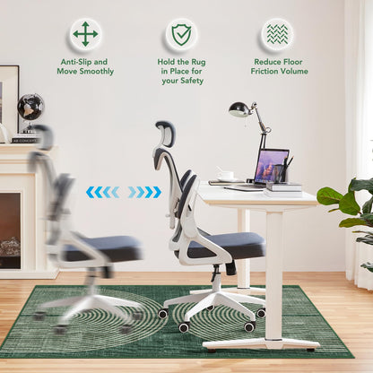 Office Chair Mat for Hardwood Floor&Tile Floor,36"X 48" Heavy Duty Desk Chair Mat for Hard Floors,Under Desk Rug for Rolling Computer Chair,Anti Slip,Low Pile Carpet Floor-Geo Green