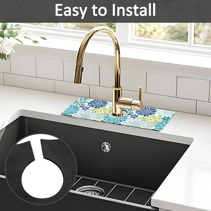 15" X 5.5" Kitchen Sink Splash Guard Faucet Mat Floral Super Absorbent Fast