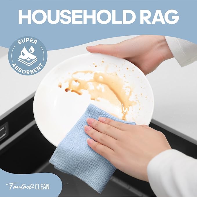 Fantasticlean Microfiber Cleaning Cloth Roll -60 Pack, Tear Away Paperless