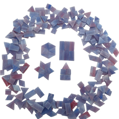 4 Shapes Mixed Glass Mosaic Tiles,Square+Diamond+Triangle+Rectangle 220 PCS Stained Glass Mosaic Pieces for Handmade Art Crafts and Home Decoration (Violet)