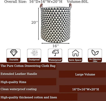 Waterproof Laundry Hamper Collapsible Laundry Basket Leather Handle Laundry Bag