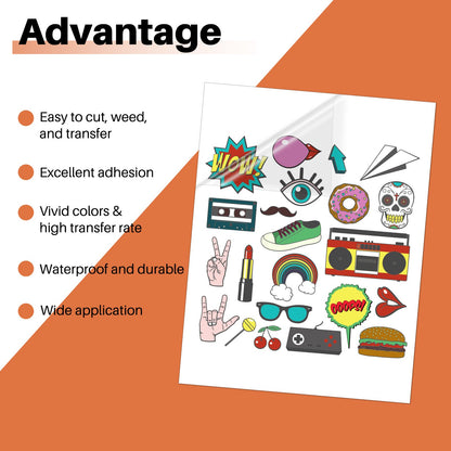 HTVRONT Sublimation Sticker Paper - 20 Pcs Glossy Transparent Waterproof Sublimation Stickers