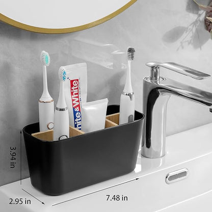 Toothbrush Holders for Bathrooms, Bamboo Tooth Brush Holder