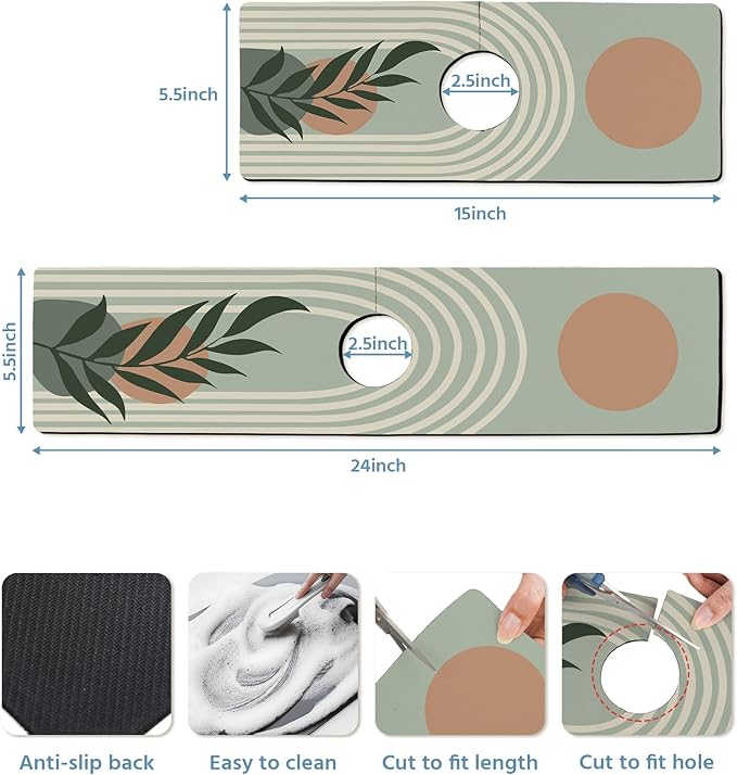 Patterned Sink Faucet Mat Kitchen Splash Guard Super Absorbent Drying Mat