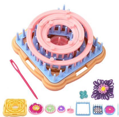 Ayasee Weaving Loom Kit, Flower Knitting Loom Kit, Frame Looms, Knitting Wool, Round/Square Knitting Looms Craft Kit Multi Color (Flower Maker)
