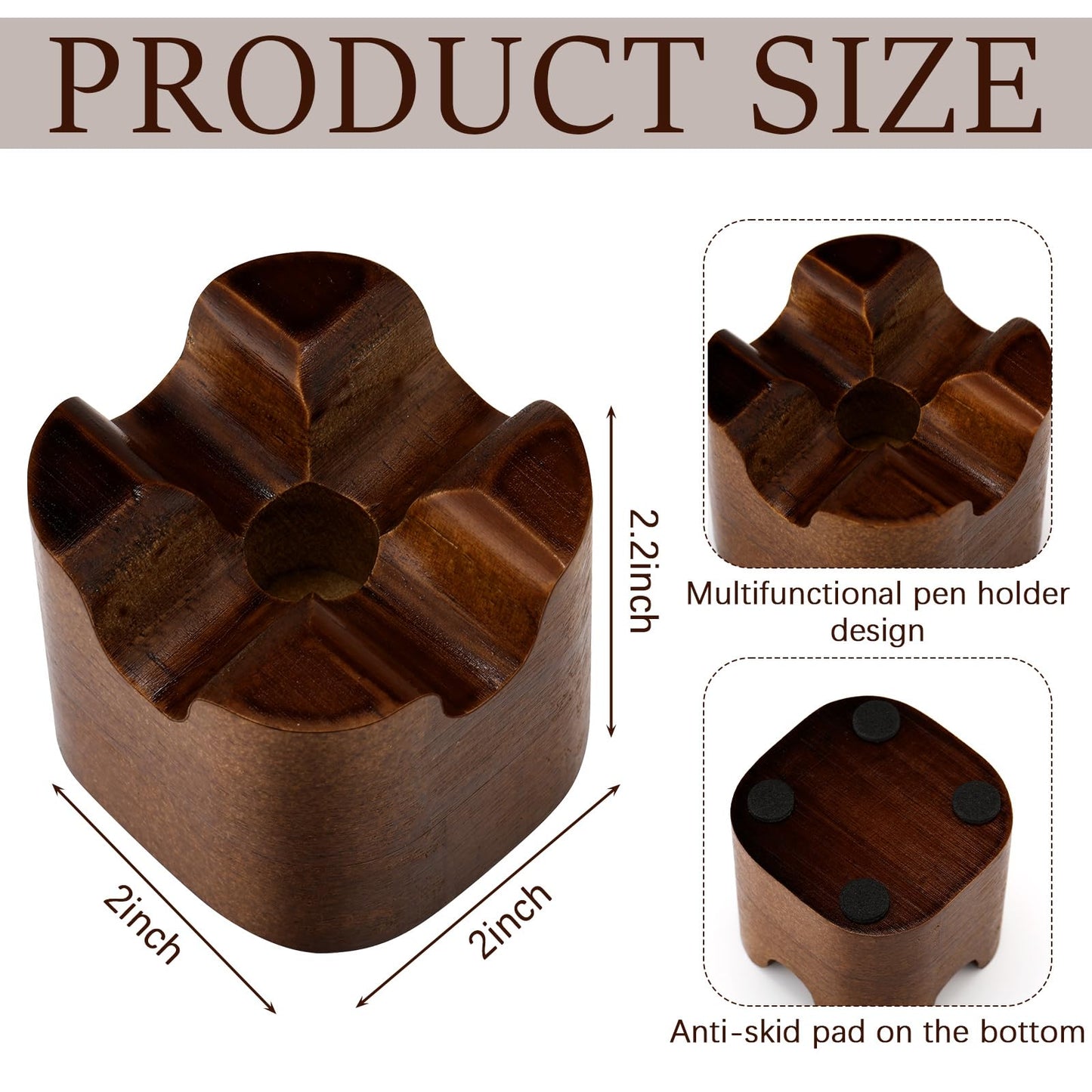 Sherr 2 Pcs Wood Fountain Pen Holder Wooden Pencil Holder Minimalist Pen Rest Desk Stand Pencil Organizer Tray for Home School Office Students Teachers Boss Gifts